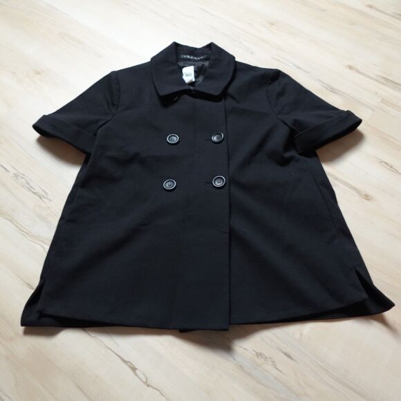 Theory Women Small Blazer Andrine Double Breasted Cropped Short Sleeve Black - Picture 1 of 5